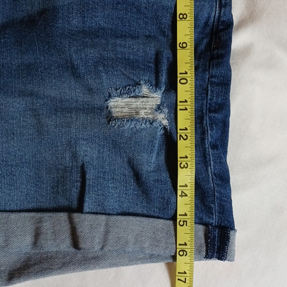 a.n.a High Rise Midi Jean Shorts Cuffed Distressed Chic Summer Size 16 - Picture 6 of 8